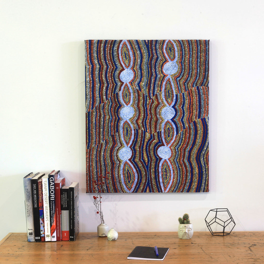 Aboriginal Artwork by Helen Nungarrayi Reed, Mina Mina Jukurrpa (Mina Mina Dreaming) -  Ngalyipi, 76x61cm - ART ARK®