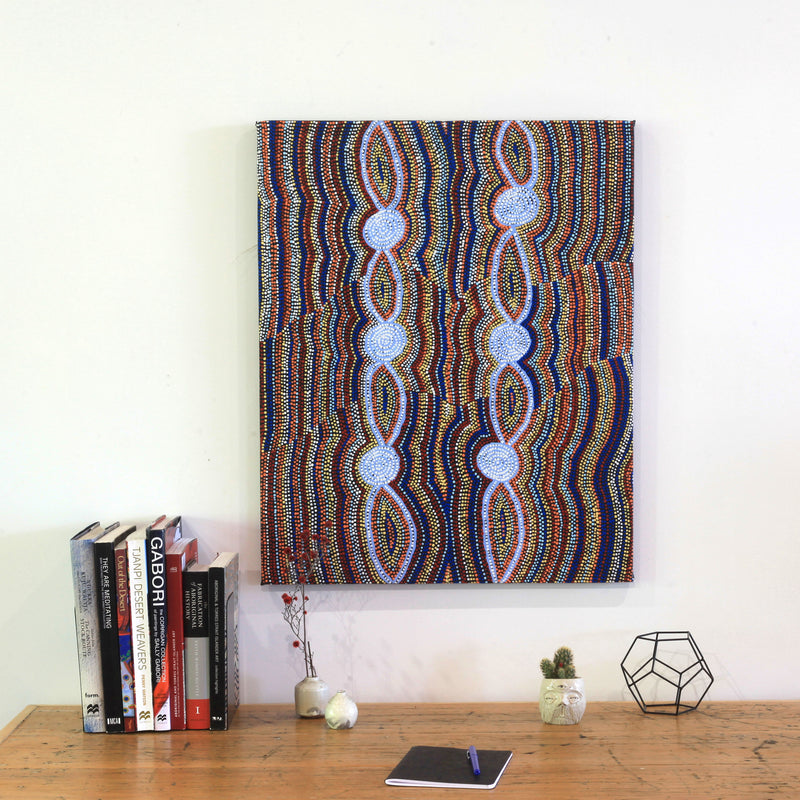 Aboriginal Artwork by Helen Nungarrayi Reed, Mina Mina Jukurrpa (Mina Mina Dreaming) - Ngalyipi, 76x61cm