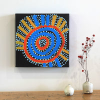 Aboriginal Artwork by Shorty Jangala Robertson, Ngapa Jukurrpa (Water Dreaming) - Puyurru, 30x30cm