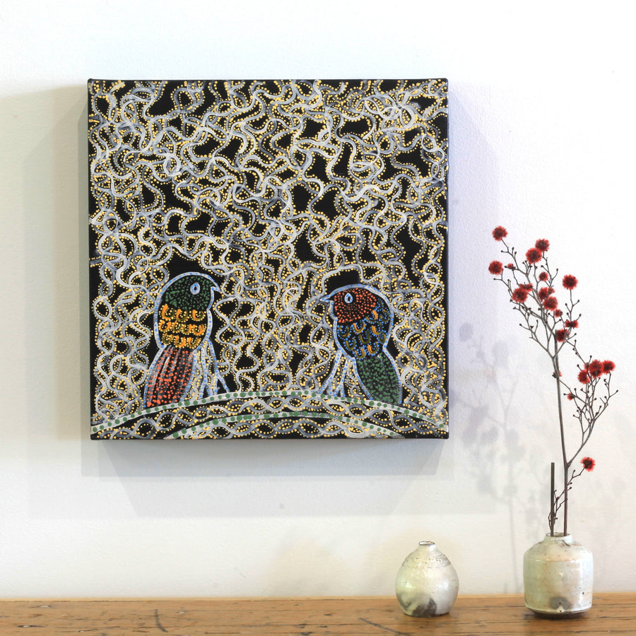 Aboriginal Artwork by Geraldine Napangardi Granites, Jurlpu kuja kalu nyinami Yurntumu-wana, 30x30cm