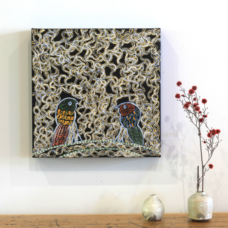 Aboriginal Artwork by Geraldine Napangardi Granites, Jurlpu kuja kalu nyinami Yurntumu-wana, 30x30cm