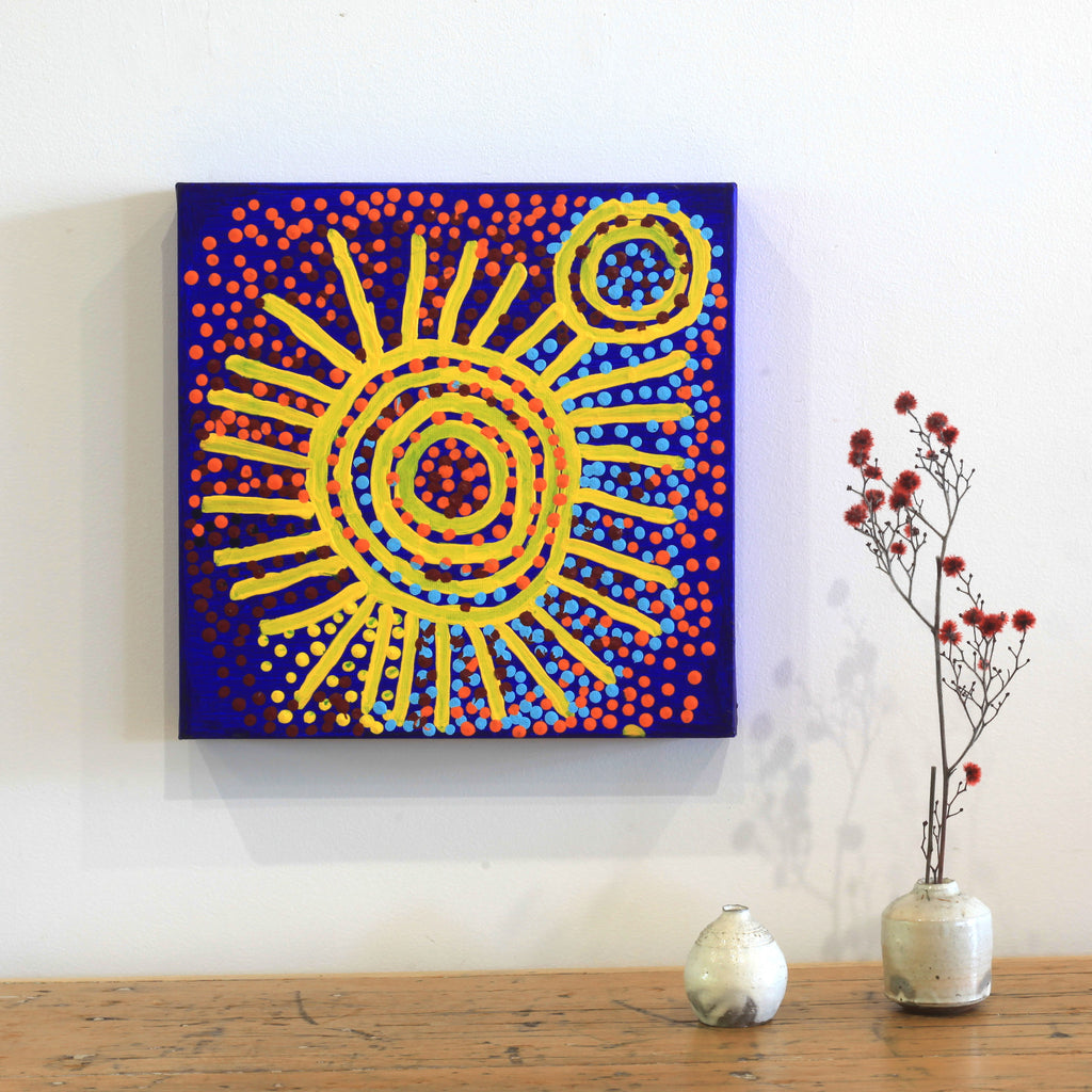 Aboriginal Artwork by Shorty Jangala Robertson, Ngapa Jukurrpa (Water Dreaming)  -  Puyurru, 30x30cm - ART ARK®