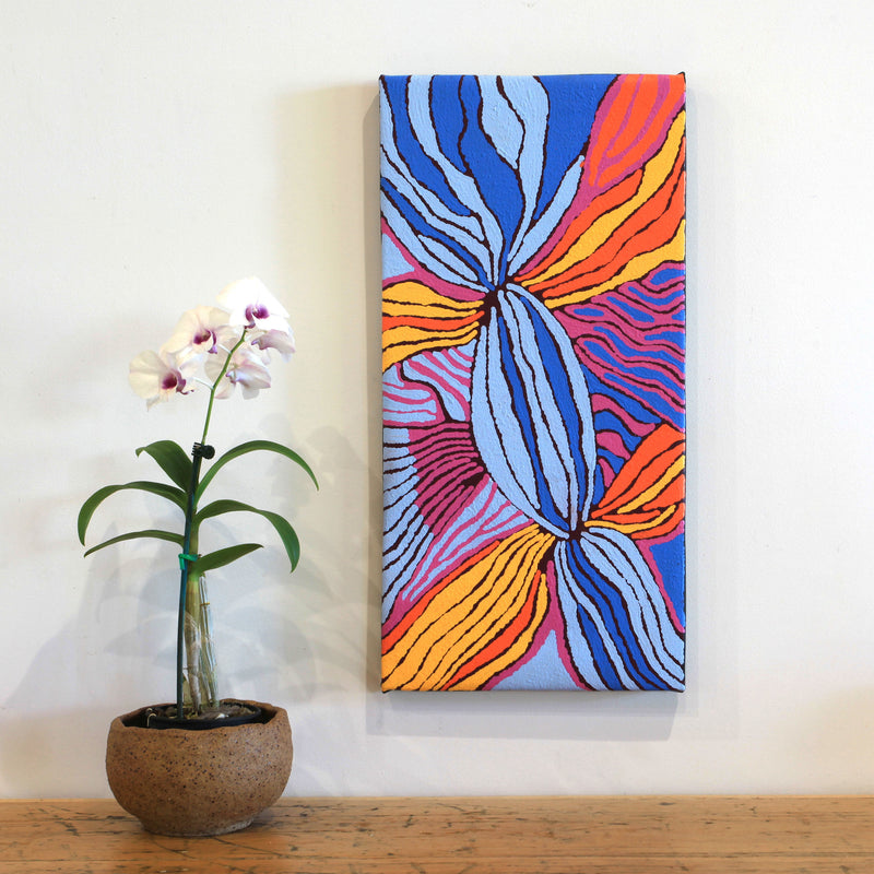 Aboriginal Artwork by Norissa Nampijinpa Watson, Ngapa Jukurrpa - Puyurru, 61x30cm