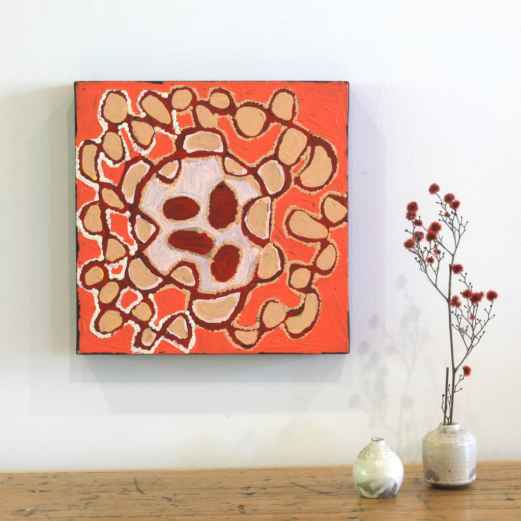 Aboriginal Artwork by Gayle Napangardi Gibson, Mina Mina Jukurrpa - Ngalyipi, 30x30cm