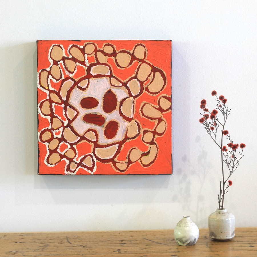 Aboriginal Artwork by Gayle Napangardi Gibson, Mina Mina Jukurrpa - Ngalyipi, 30x30cm