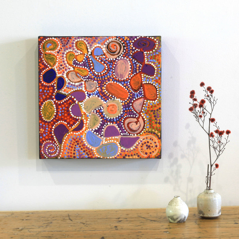 Aboriginal Artwork by Gayle Napangardi Gibson, Mina Mina Jukurrpa - Ngalyipi, 30x30cm
