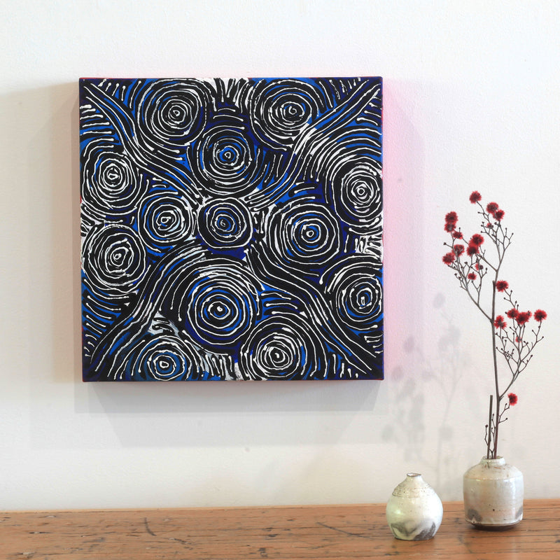 Aboriginal Artwork by Jacinta Napaljarri White, Ngapa Jukurrpa - Puyurru, 30x30cm