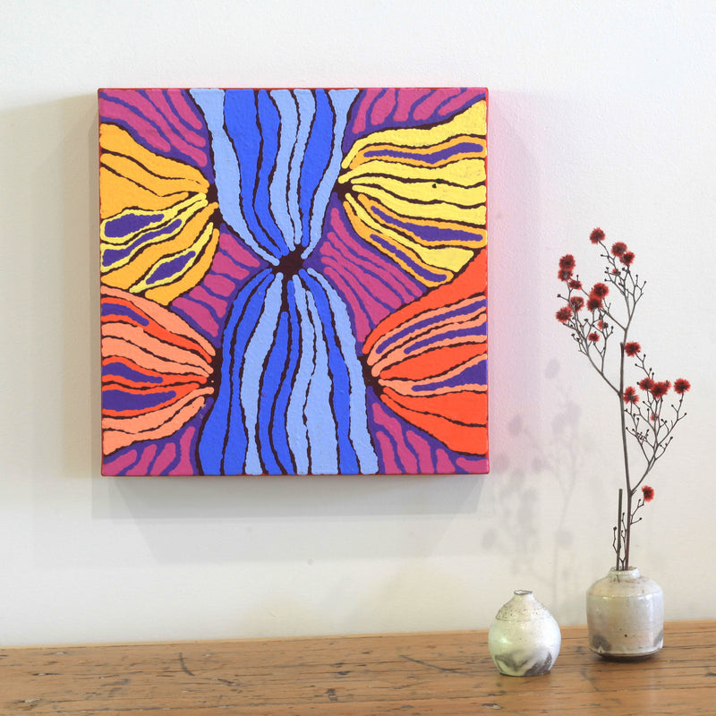 Aboriginal Artwork by Norissa Nampijinpa Watson, Ngapa Jukurrpa - Puyurru, 30x30cm