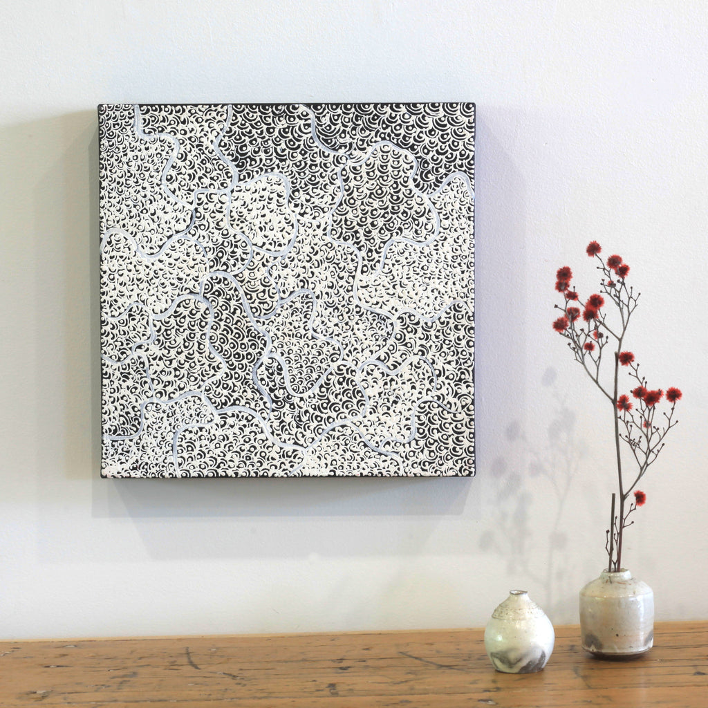 Aboriginal Artwork by Deborah Napaljarri Wayne, Yarungkanyi Jukurrpa (Mt Doreen Dreaming), 30x30cm