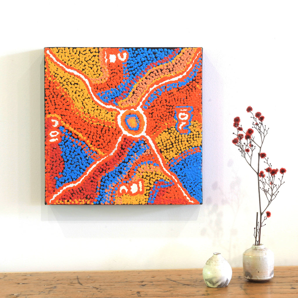 Aboriginal Art by Sheree Napurrurla Wayne, Karnta Jukurrpa Lukarrara Jukurrpa (Desert Fringe-rush Seed Dreaming), 30x30cm - ART ARK®