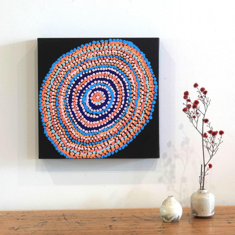Aboriginal Artwork by Jeani Napangardi Lewis, Mina Mina Jukurrpa - Ngalyipi, 30x30cm