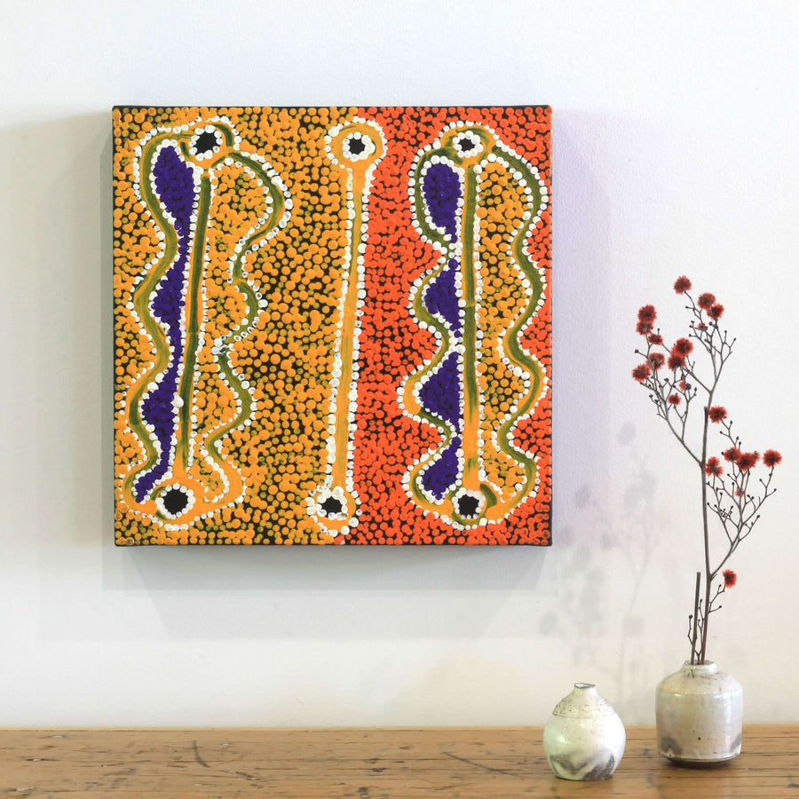 Aboriginal Artwork by Bernard Japanangka Watson, Pamapardu Jukurrpa - Warntungurru, 30x30cm