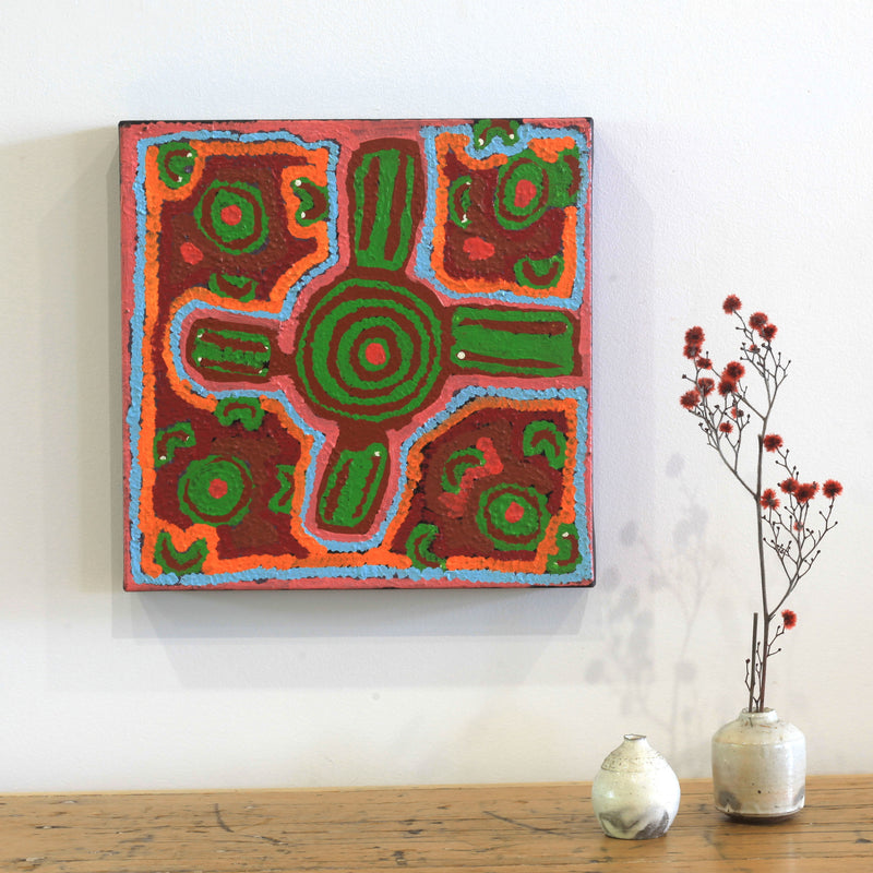 Aboriginal Artwork by Ivy Napangardi Poulson, Pikilyi Jukurrpa, 30x30cm