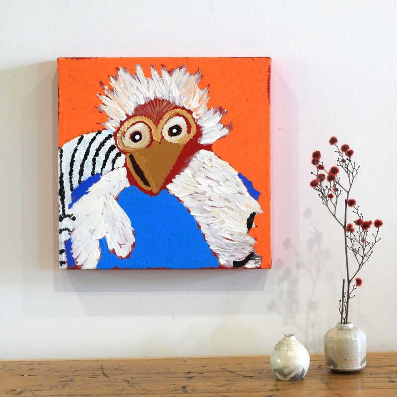 Aboriginal Artwork by Angelina Nampijinpa Tasman, Jurlpu kuja kalu nyinami Yurntumu-wana (Birds that live around Yuendumu), 30x30cm