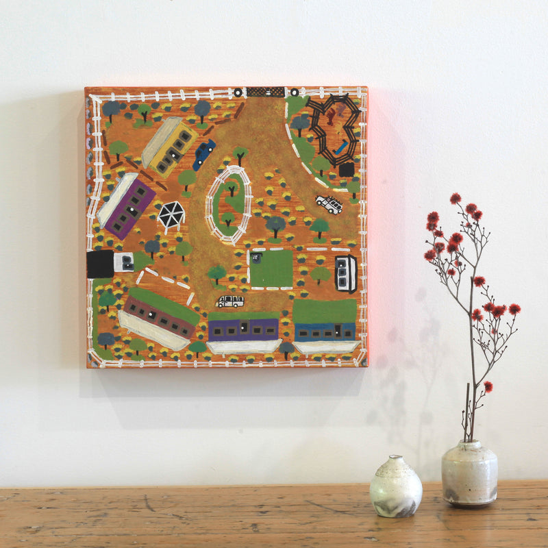 Aboriginal Artwork by Rhonda Napanangka, Hamilton Downs Outstation, 30x30cm