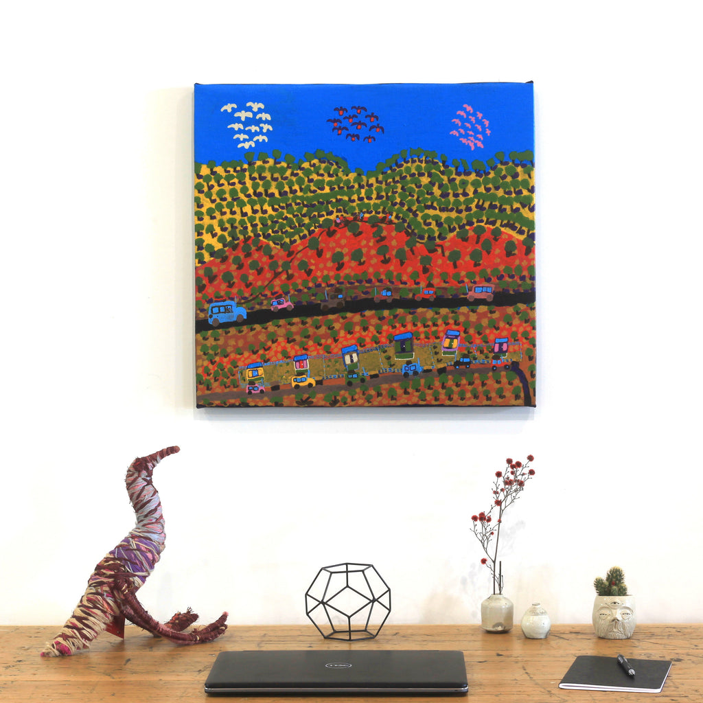 Aboriginal Artwork by Grace Robinya, Ntaria [Hermannsburg] Sandhills, 60x56cm
