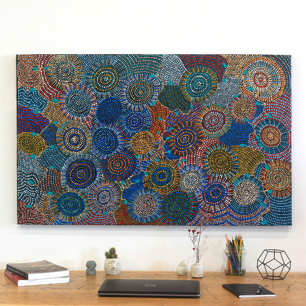 Aboriginal Art by Tina Napangardi Martin, Jinti-parnta Jukurrpa, 122x76cm - ART ARK®