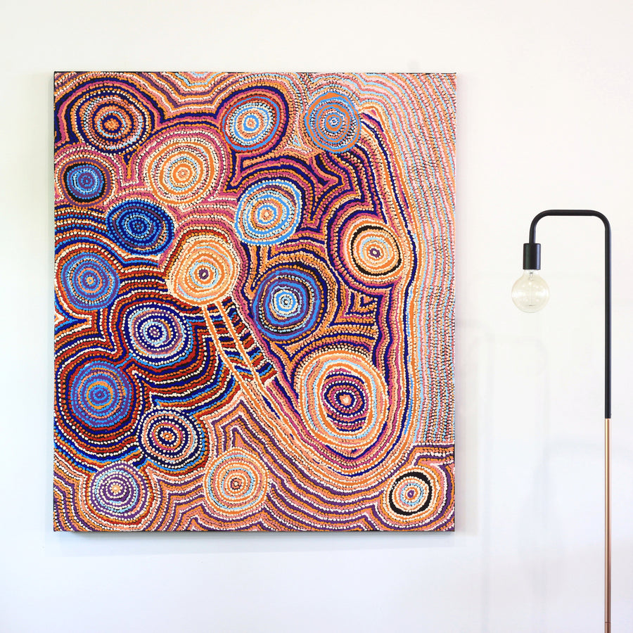 Aboriginal Artwork by Jeani Napangardi Lewis, Mina Mina Jukurrpa - Ngalyipi, 122x107cm