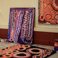 Aboriginal Artwork by Murdie Nampijinpa Morris, Malikijarra Jukurrpa, 61x46cm