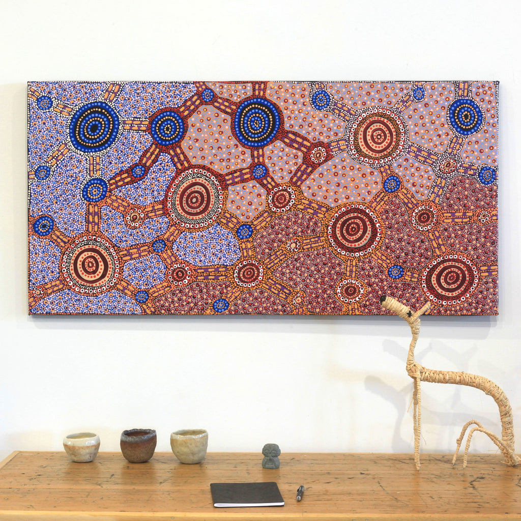 Aboriginal Artwork by Jennifer Napaljarri Lewis, Lukarrara Jukurrpa, 122x61cm