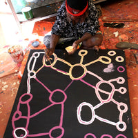 Aboriginal Artwork by Nancy Napanangka Gibson, Mina Mina Jukurrpa, 91x91cm