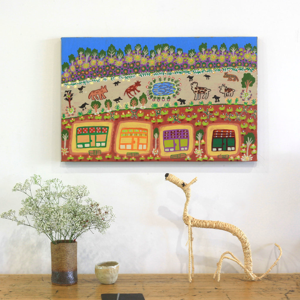 Aboriginal Artwork by Margaret Boko, This is My Country, Glen Helen Station, 79x55cm