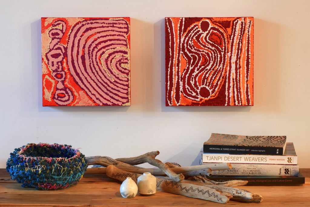 Aboriginal Artwork by Liddy Napanangka Walker, Pirlarla Jukurrpa 30x30cm