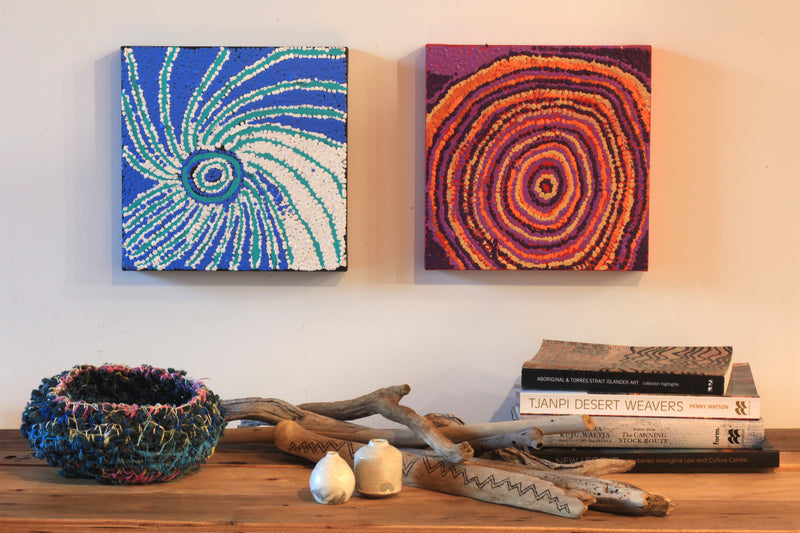 Aboriginal Artwork by Liddy Napanangka Walker, Pirlarla Jukurrpa 30x30cm