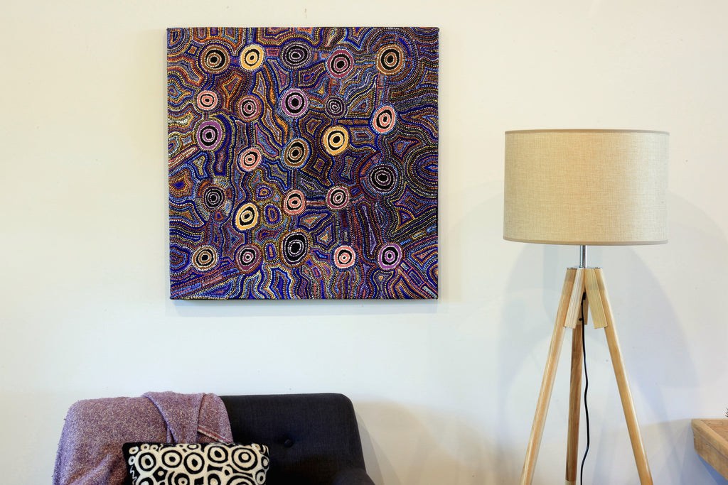 Aboriginal Art by Joy Nangala Brown, Yumari Jukurrpa, 76x76cm - ART ARK®