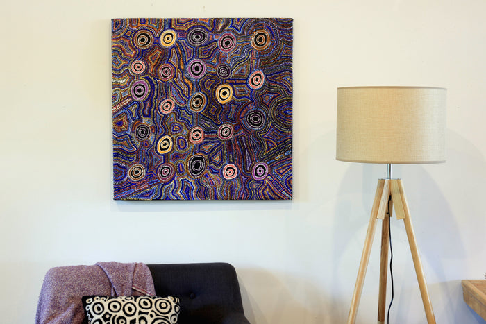 Aboriginal Art by Joy Nangala Brown, Yumari Jukurrpa, 76x76cm - ART ARK®