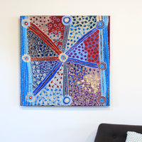 Aboriginal Artwork by Helen Nampijinpa Robertson, Ngapa Jukurrpa - Puyurru, 91x91cm