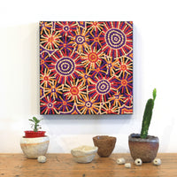 Aboriginal Artwork by Evelyn Nangala Robertson, Ngapa Jukurrpa - Pirlinyarnu, 30x30cm