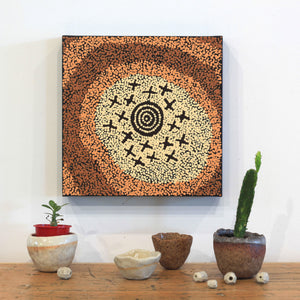 Aboriginal Artwork by Steven Jungarrayi Collins, Ngatijirri Jukurrpa (Budgerigar Dreaming), 30x30cm - ART ARK®