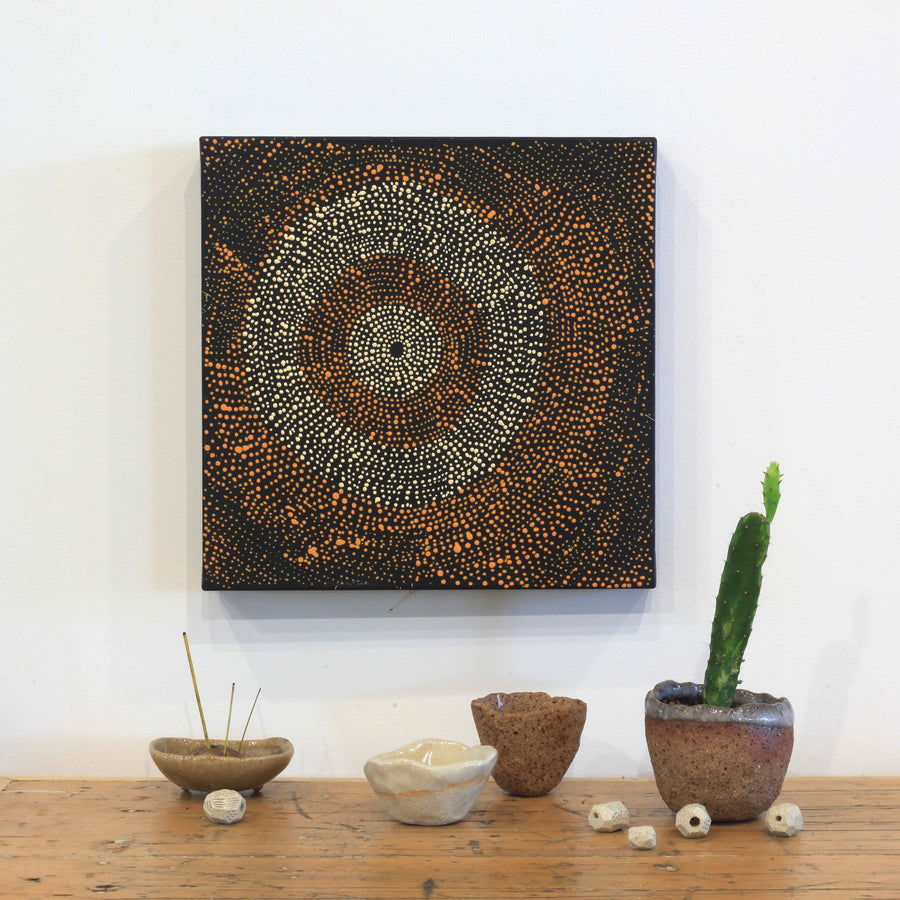 Aboriginal Artwork by Julie Nangala Robertson, Ngapa Jukurrpa (Water Dreaming) - Pirlinyarnu, 30x30cm