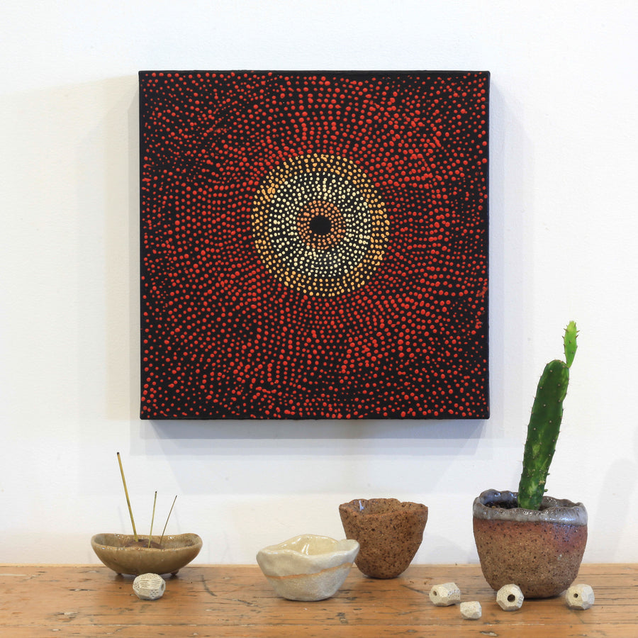 Aboriginal Artwork by Julie Nangala Robertson, Ngapa Jukurrpa (Water Dreaming) - Pirlinyarnu, 30x30cm