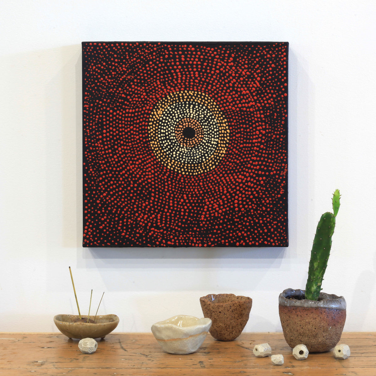 Aboriginal Art by Julie Nangala Robertson, Ngapa Jukurrpa (Water Dreaming)  -  Pirlinyarnu, 30x30cm - ART ARK®