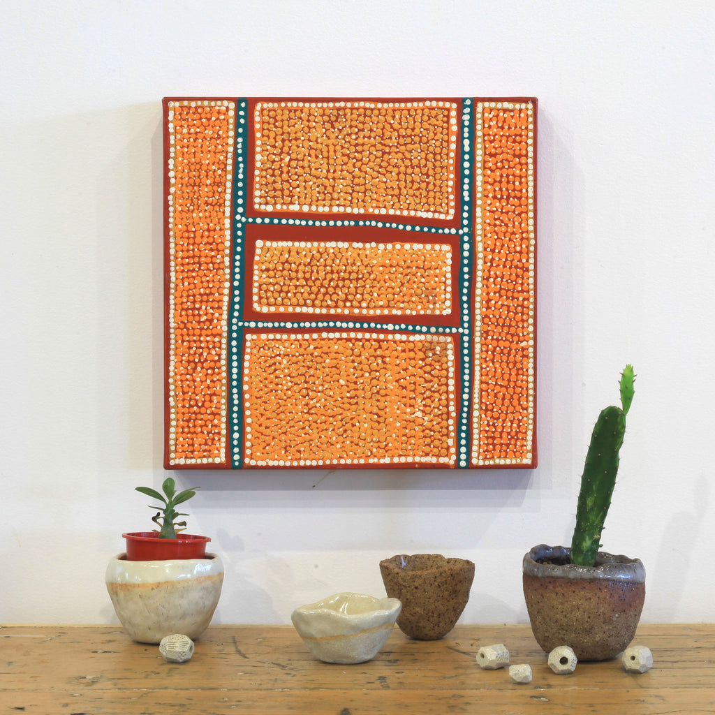 Aboriginal Artwork by Melita Napanangka Dixon, Puturlu Jukurrpa (Mt Theo Dreaming), 30x30cm