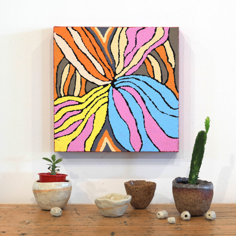 Aboriginal Artwork by Norissa Nampijinpa Watson, Ngapa Jukurrpa - Puyurru, 30x30cm