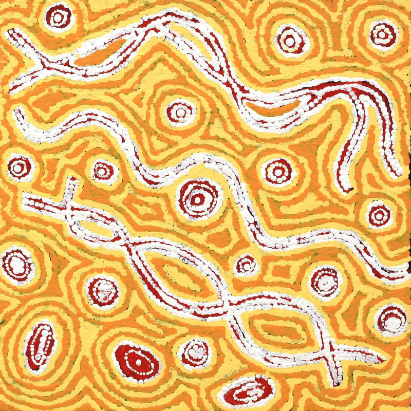 Aboriginal Artwork by Alma Nangala Robertson, Mina Mina Jukurrpa (Mina Mina Dreaming) - Ngalyipi, 30x30cm