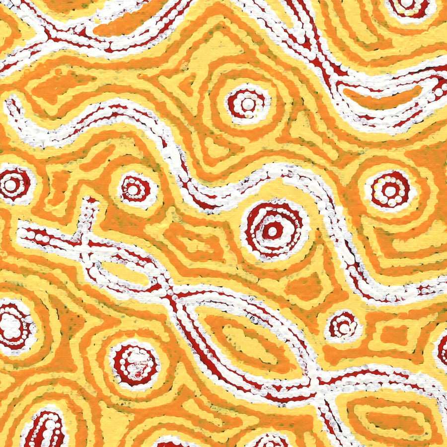 Aboriginal Artwork by Alma Nangala Robertson, Mina Mina Jukurrpa (Mina Mina Dreaming) - Ngalyipi, 30x30cm