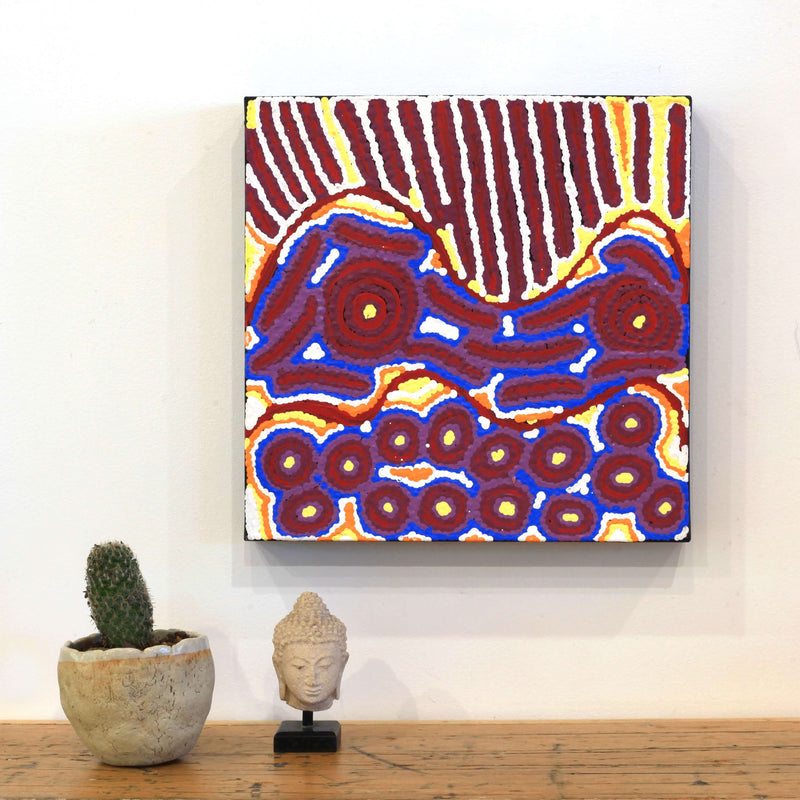 Aboriginal Artwork by Alice Nampijinpa Michaels, Lappi Lappi Jukurrpa, 30x30cm