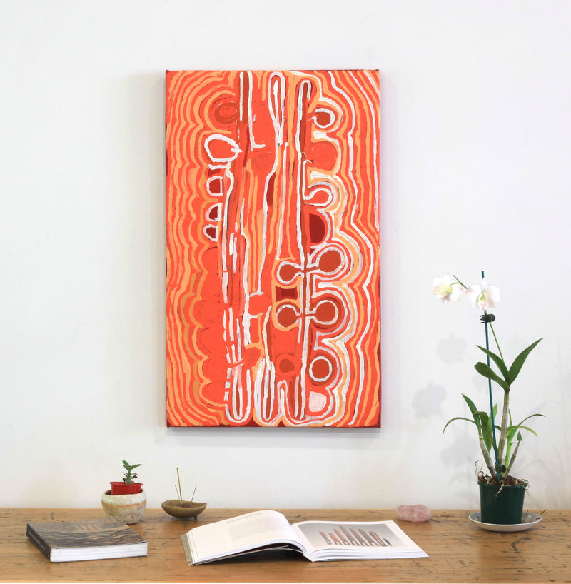 Aboriginal Artwork by Molly Napurrurla Martin, Yarla Jukurrpa (Bush Potato Dreaming) - Cockatoo Creek, 76x46cm