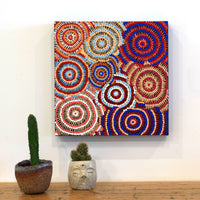 Aboriginal Artwork by Jerusha Nungarrayi Morris, Lukarrara Jukurrpa (Desert Fringe-rush Seed Dreaming), 30x30cm