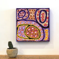 Aboriginal Artwork by Ruth Napaljarri Stewart, Ngatijirri Jukurrpa (Budgerigar Dreaming), 30x30cm