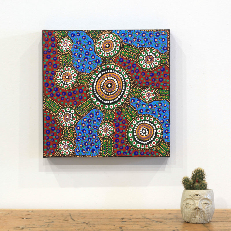 Aboriginal Artwork by Jennifer Napaljarri Lewis, Lukarrara Jukurrpa, 30x30cm