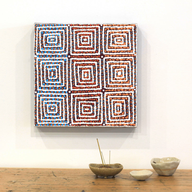 Aboriginal Artwork by Gloria Napangardi Gill, Lukarrara Jukurrpa, 30x30cm
