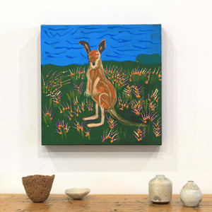 Aboriginal Artwork by Alfreda Nungarrayi Martin, Marlu Jukurrpa (Red Kangaroo Dreaming) Yarnardilyi & Jurnti, 30x30cm - ART ARK®