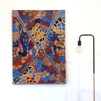 Aboriginal Artwork by Helen Nampijinpa Robertson, Ngapa Jukurrpa - Puyurru, 107x76cm