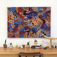 Aboriginal Artwork by Helen Nampijinpa Robertson, Ngapa Jukurrpa - Puyurru, 107x76cm