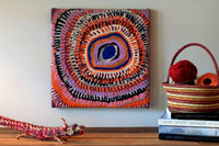 Aboriginal Artwork by Murdie Nampijinpa Morris, Malikijarra Jukurrpa, 46x46cm